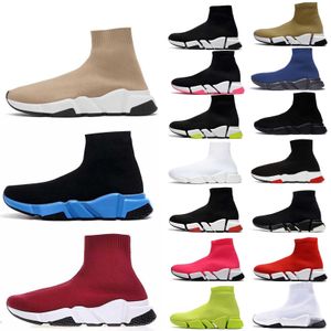 Speed ​​Trainers Casual Shoe Sneakers For Men Women Socks Shoes Black White 17fw Paris Graffiti Sole Vintage Old Sock Designer Walking