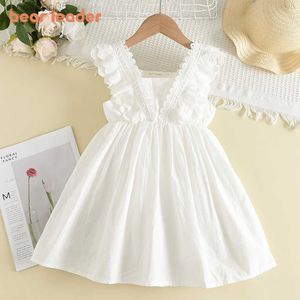 Girl's Dresses Bear Leader Kids Girls Dresses 2023 New Summer Lace Princess Dresses Children Solid color Clothing Baby Wedding Party Vestidos W0314