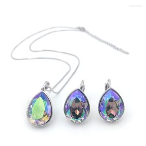 Halsbandörhängen Set 11.11 Teardrop and Water Drop With Autsria Crystal for Women Party Xuping Jewelry Girls Christmas Gift