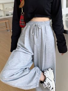 Calça feminina capris houzhou calça de moletom cinzenta para mulheres outono Baggy moda de tamanho esportivo calck calças femininas jogadoras de streetwear 230313