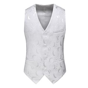 Mens Vests Herren Suit Vest Wedding Dress Slim Top Beer Bottle Vest Korean Fashion Mens Single Breasted White Clothes 230313