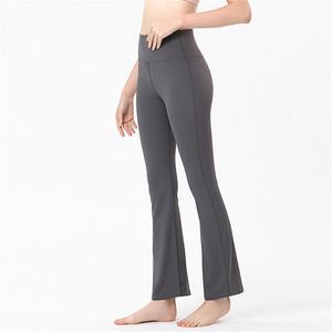 2024 LU LU LEMONS WOMENS PANTS -9012 YOGA OUTFITS HIGH LIFT THE HIPS LOASE Excerise Sport Gym Running Bell Bottomed Long Pant Elastic Waist Fast Dry