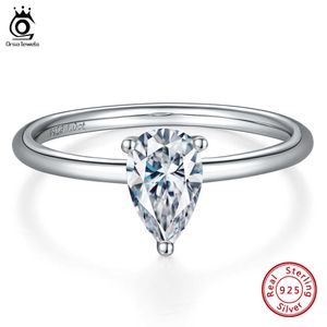 Solitaire Ring Orsa Jewels mode 1CT Pear Cut Solitaire Moissanite Engagement Ring 925 Sterling Silver Wedding Ring for Women Gift SMR58 Z0313