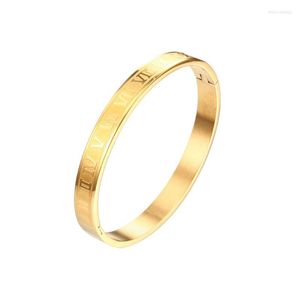 Bangle Supply 4mm stretto 8mm largo solido acciaio inossidabile numeri romani incisi bracciale uomo e donna per amante