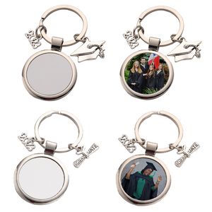 Sublimation 2023 Grad Gift Pendant Thermal Transfer Keychains Blank Metal Customize Gift A02
