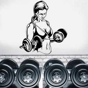 Adesivi murali Bodybuilder Girl Gym Fitness Coach Sport Muscles Woman Sticker Art Interior Decal Mural Decor Poster S003