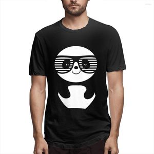 Męskie koszulki nerd panda z wąsami i szklankami T-shirt z krótkim rękawem letnie topy modne
