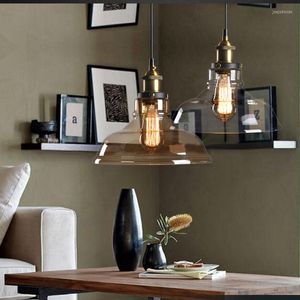 Pendant Lamps E26 E27 Lights Vintage Glass Lamp Luminaire Lampshade Hanglamp Light For Bar Restaurant Lustres Fixture