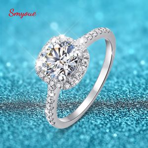 Bröllopsringar 100% ringar 1CT 2CT 3CT Brilliant Diamond Halo Engagement Rings for Women Girls Löfte Present Sterling Silver Jewelry 230313