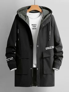 Männer Jacken Plus Größe Lange Trenchcoat Streetwear Mode Gedruckt Schwarz Grün Windjacke Männer Mit Kapuze Casual Jacke 8XL 230313