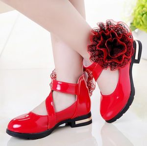 Sneakers Kids Shoes Girls High Heel Princess Flower Fashion Children Leather Party Dress Wedding Dance 230313