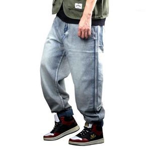 Herr jeans baggy hip hop lossa lastbyxor mode män rak plus storlek 46 byxor män man cowboy denim streetwear