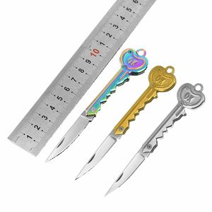 Складной нож из нержавеющей стали, брелок для ключей, креативный нож в форме сердца, портативный открытый инструмент