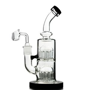 8Inch 12 Arms Tree Perc Hookahs 14mm Female Joint Glass Bongs Double Tree Perc 5mm Thick Water Pipes With Mini Bong Smoking Pipes YQ01