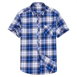 Męskie koszule w szachownicze koszule przyczynowe dla mężczyzn młodzieżowe lato koszulka z krótkim rękawem guzika w dół wypoczynek Slim Fit Tops z przednią kieszenią 230314