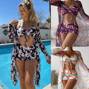 Yüksek bel bikini üç parça kadın seksi uzun kollu mayo yaz push up plaj banyo takım elbise mayoları