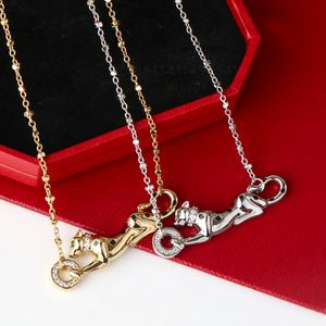 パンテールネックレス女性用デザイナー男性用ダイヤモンドエメラルドゴールドメッキ18K T0P品質最高カウンター品質クラシックスタイル絶妙なギフトファッション008