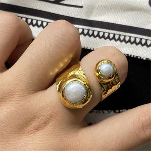 Clusterringe Natürliche unregelmäßige Perle Galvanisierter Ring Damen Luxus- und Kleingruppendesign Hochwertiger Schmuck