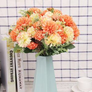 Flores decorativas grinaldas simulação de 7 cabeças riquezas e bolas preciosas crisântemo peony mobiliário decoração de desktop hydrangea bouq