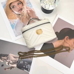Sacos de maquiagem Mini Marmont de alta qualidade, bolsa de higiene feminina masculina, bolsa de cosméticos de designer, bolsa de ombro, couro genuíno, bolsa de viagem de luxo, bolsa de mão, bolsa de mão, presente