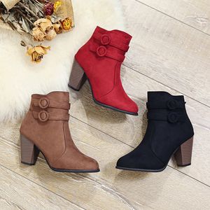 Boots Retro Boots Women's Shoes Square Heel Woman High Shoe Rubber Ankle Female Solid Platform Short Boots Zapatillas Mujer 230314