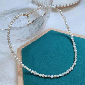 Choker 3-4mm Small Baroque Pearl Strand Necklace For Women Irregular Mini Charm Natural Freshwater Collier Jewelry