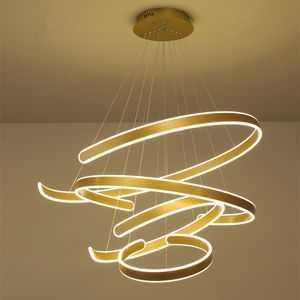 LED-Pendelleuchte, modern, 3 runde Ringe, C-Form, Deckenleuchte, Kronleuchter für Wohnzimmer, Esszimmer, Treppe, Hängelampe