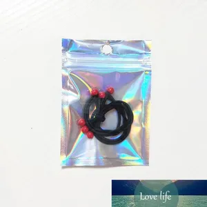 Wholesale 7x10cm Small Gift Hologram Packaging Plastic Bags with Hanger Hole Flat Bottom Zip Lock Sealing Packing Bags