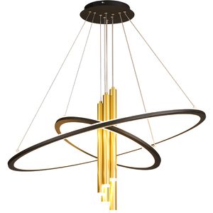 Modern LED -pendellkronkrona för vardagsrum Kök Bar Suspension Aluminiumcirkelringar Matsal Officeled Chandelier