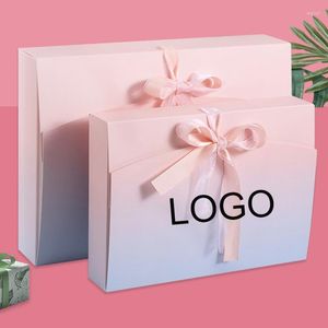 Gift Wrap 5Pcs Custom Logo Bow Ribbon Gifts Boxs Paper Packing Box Scarf Pajamas Shirt Packaging Package Wig