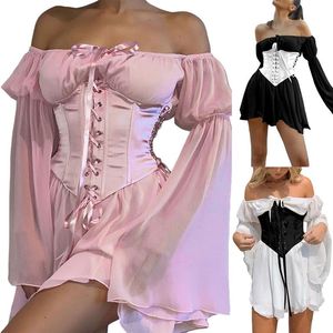 Bustiers korsetter elegant korsett skörd topp kvinnor snörning bälte bustier sexig söt rave outfit damkläder rosa ihåliga ut busty topsbustier