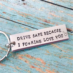 Keychains Key Chain Drive Safe Becaurse I Love You For Lovers Couples Boyfriend Girlfriend DIY Stainless Steel Keychain Letters RingKeychain