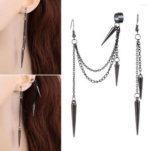 Rücken Ohrringe Mode Asymmetrische Lange Kette Quaste Kegel Acryl Spikes Träne Niete Für Frauen Hip Hop Ohr Clips Punk Bolzen ohrring