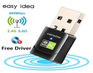 Driver USB Wifi Adapter 600Mbps Wifi Adapter 5ghz Antenna USB Ethernet PC WiFi Adapter Lan Wifi Dongle AC Receiver9049258