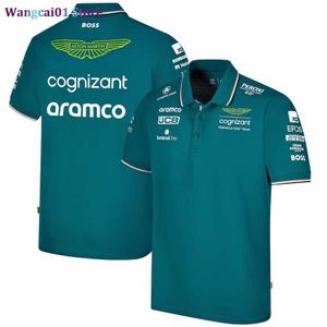 T-shirt da uomo F1 2023 per Aston Martin Racing Team Motorsport Outdoor Ad asciugatura rapida Sport Equitazione Polo Bavero Camicia Car Fans Verde Non sbiadisce 0323H23