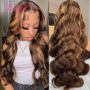 Perucas de renda HD Frente transparente 4 27 Destaque Wig Body Wave Human Human 13x4 13x6 Frontal pré -arranhado Hairle Garoned 230314