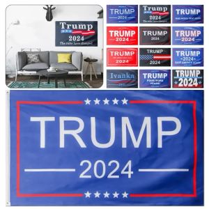 3x5 stóp Trump 2024 Flaga Zabraj Amerykę Banner Flag z dwoma mosiężnymi przelotkami dla wnętrza i zewnętrznych dekoracji domowej hurtowej