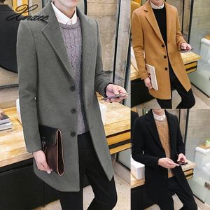 Men's Wool & Blends 2023 Single Breasted Figuring Overcoat Long Jacket Stylish Outwear Coats