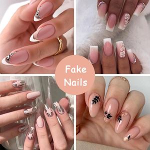 Unghie finte Fiore rosa Stella Elegante Temperamento Versatile Falso Ballerina Nail Art Accessori francesi Forniture