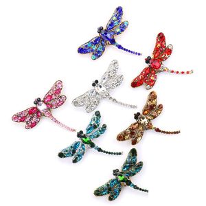 Jewelry Brand Arrival Assorted Colors Large Crystal Dragonfly Insect Brooch Pins Fashion Dress Coat Accessories Drop Delivery Weddin Dh5E8