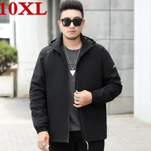 Giacche da uomo Taglie forti 10XL 9XL 8XL 7XL 6XL Giacca in pile con cappuccio Cappotto maschile Casual in cotone solido da uomo