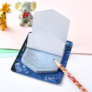Sheets Sticky Note Paper Jeans Pocket-shaped Waterproof Erasable Business Checklist Memo Pads For Students 85DD