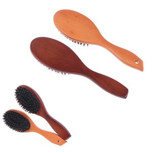 Escova de cabelo de cerdas de javali natural para homens homens garotas de cerdas macias para restaurar fino e fino brilho de textura de madeira maçaneta de madeira