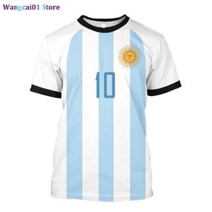 WANGCAI01 T-shirty męskie Cloocl Numer niestandardowy Argentyna flaga T-shirt moda 3D drukowana krótka seve zawierane koszulki 2022 Casual Activewear Summer Tops 0321h23