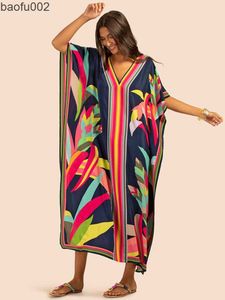 Vestidos casuales Kaftans impresos para mujeres Beach Cover Up Seaside Maxi Vestidos bohemios Ropa de playa Pareo Trajes de baño Suministro de fábrica Dropshipping W0315