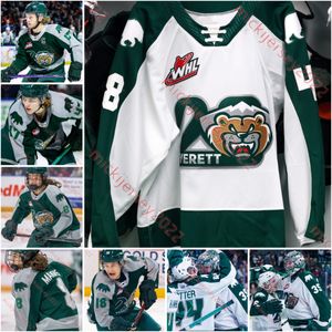 مخصصة مخصصة Everett Silvertips الهوكي القميص جاكسون بيريزوفسكي دونافان بودين بويو كورتني تاي جيبسون كيان جرويت كادين هميل مينز شباب ايفرت القميص