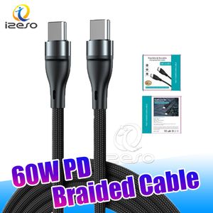 1m 3ft Braided PD Cable USB Type C to USB-C Cables Reliable Fast Charging Cable for Samsung Mobile Phone izeso