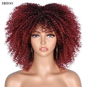 Short Hair Kinky Curly Wigs With Bangs For Black Women Cosplay Lolita Synthetic Natural Blonde Wig Red Wig Afro Curlsfactory dir