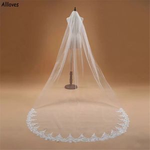 Voile Mariage 3 M One Layer Lace Appliqued Edge Wedding Veils White Ivory Chapel Length Wedding Veil Long Bridal Women Hair Accessories Veu De Noiva AL9758