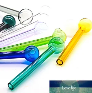 12cm Colorful Pyrex Glass Oil Burner Pipe Tobcco Dry Herb Nails Water Hand Pipes Smoking Accessories Glass Tube Smoke Bong 100pcs wholesale